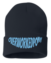 Load image into Gallery viewer, OverWorkedPony Beanie Hat (blue logo)
