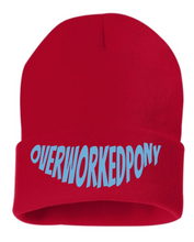 Load image into Gallery viewer, OverWorkedPony Beanie Hat (blue logo)
