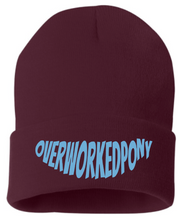 Load image into Gallery viewer, OverWorkedPony Beanie Hat (blue logo)
