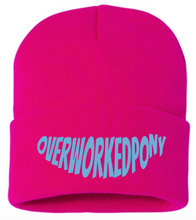 Load image into Gallery viewer, OverWorkedPony Beanie Hat (blue logo)
