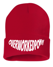 Load image into Gallery viewer, OverWorkedPony Beanie Hat (white logo)
