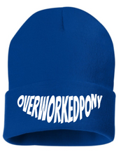 Load image into Gallery viewer, OverWorkedPony Beanie Hat (white logo)
