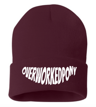 Load image into Gallery viewer, OverWorkedPony Beanie Hat (white logo)

