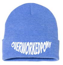 Load image into Gallery viewer, OverWorkedPony Beanie Hat (white logo)
