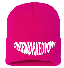 Load image into Gallery viewer, OverWorkedPony Beanie Hat (white logo)

