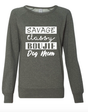 Load image into Gallery viewer, Ladies &quot;Savage Dog Mom&quot; Comfy Long Sleeve Sweater
